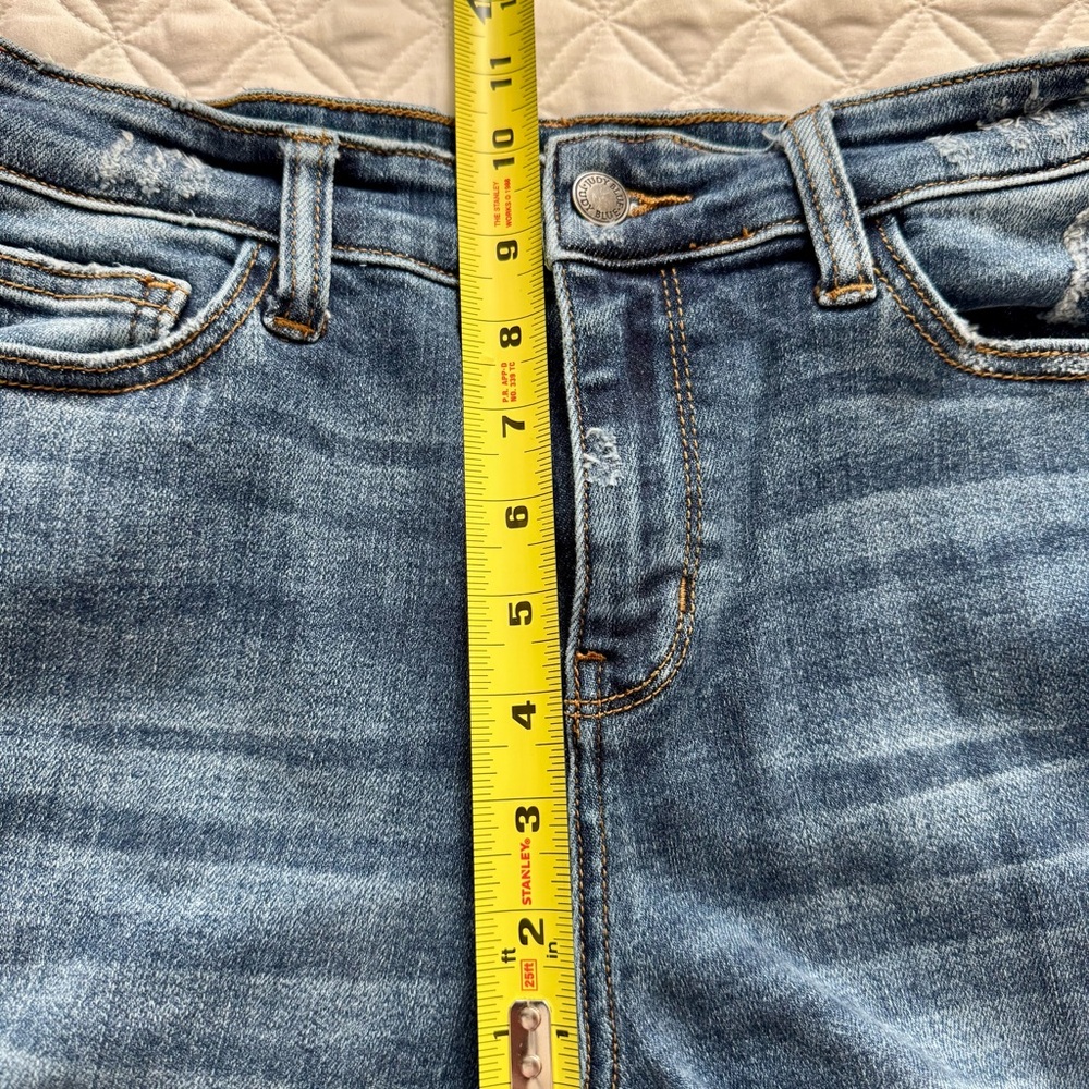 Judy Blue Distressed Skinny Red Buffalo Plaid Denim Blue Jeans Size 9/29 - Picture 11 of 15